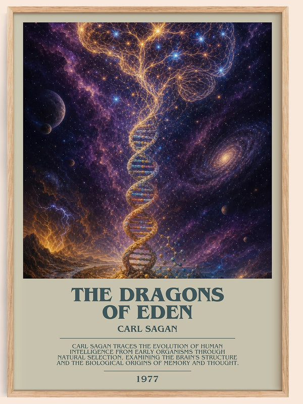 The Dragons of Eden bookish book poster by Carl Sagan – framed literary art print