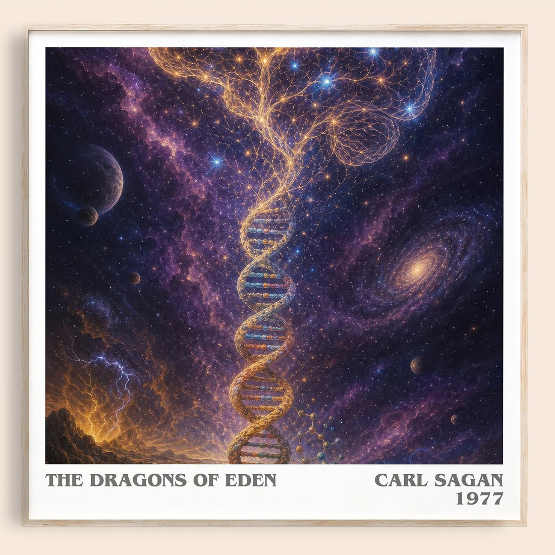 The Dragons of Eden literary book poster by Carl Sagan – framed literary art print
