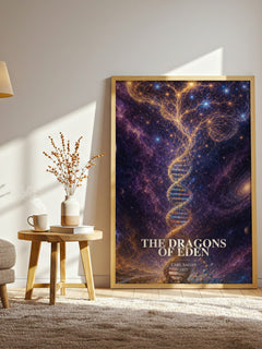 The Dragons of Eden watercolour print in frame leaning in hallway – non fiction wall art