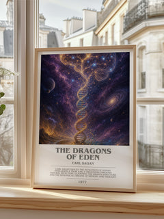 The Dragons of Eden bookish poster colour and style options – Carl Sagan book art