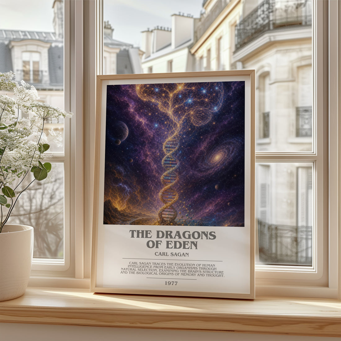 The Dragons of Eden bookish poster colour and style options – Carl Sagan book art