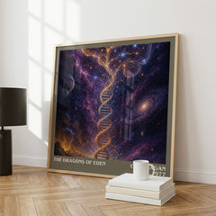 The Dragons of Eden literary print framed by window – literary home decor