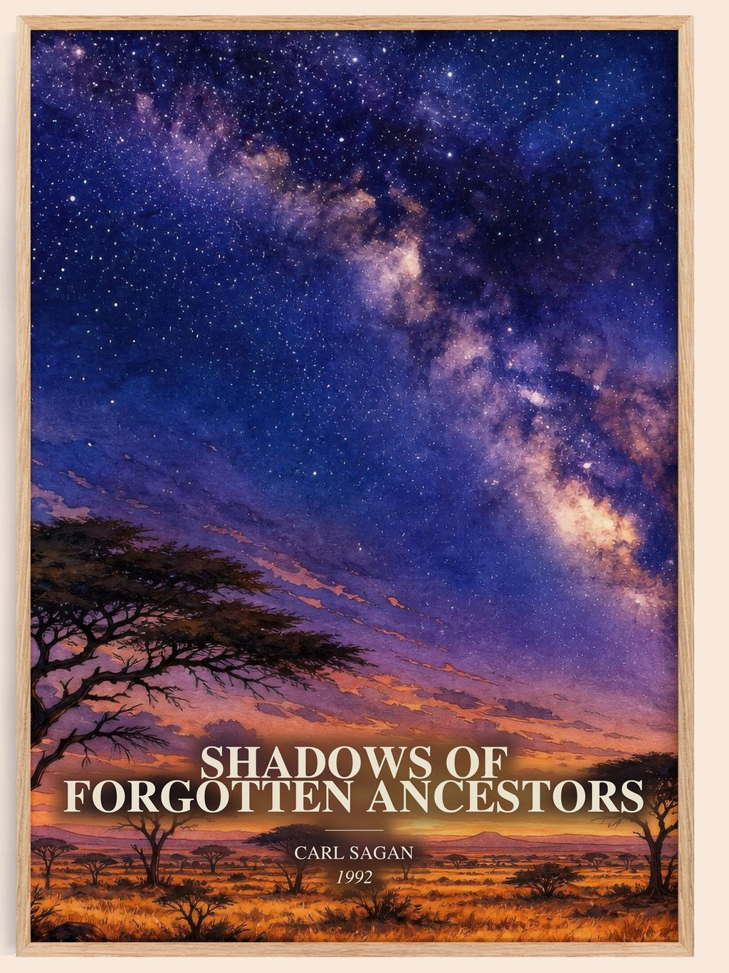 Shadows of Forgotten Ancestors watercolour book poster by Carl Sagan – framed literary art print