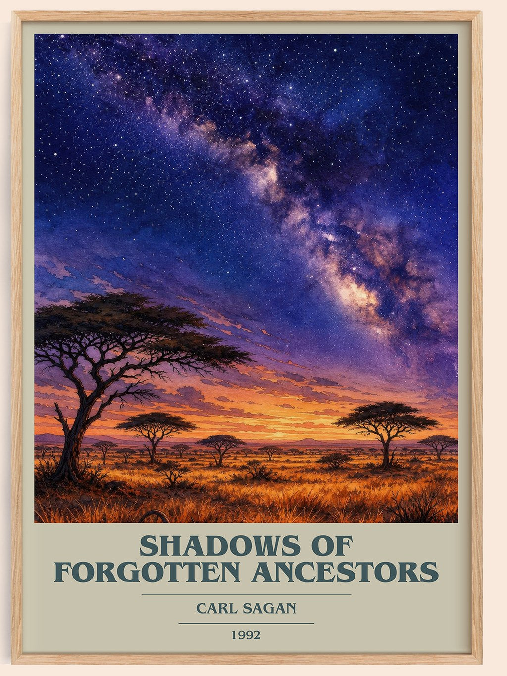 Shadows of Forgotten Ancestors book cover book poster by Carl Sagan – framed literary art print