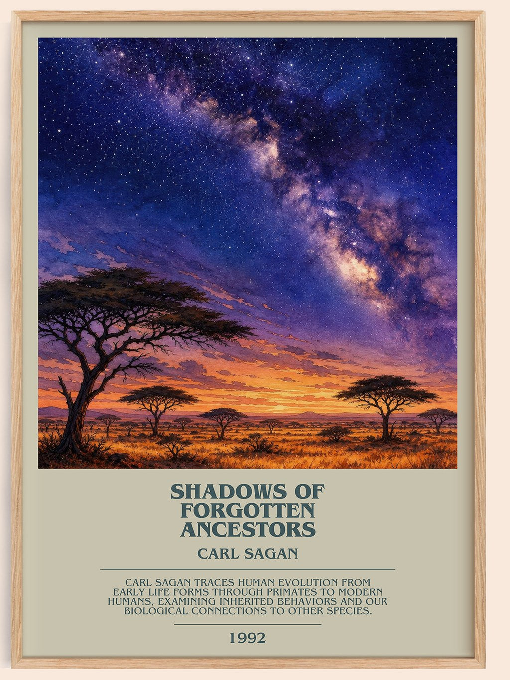 Shadows of Forgotten Ancestors bookish book poster by Carl Sagan – framed literary art print