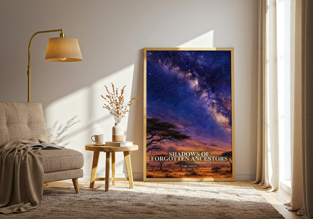 Shadows of Forgotten Ancestors watercolour print in frame leaning in hallway – non fiction wall art
