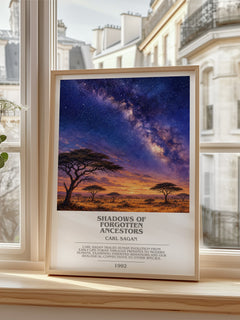 Shadows of Forgotten Ancestors bookish poster colour and style options – Carl Sagan book art