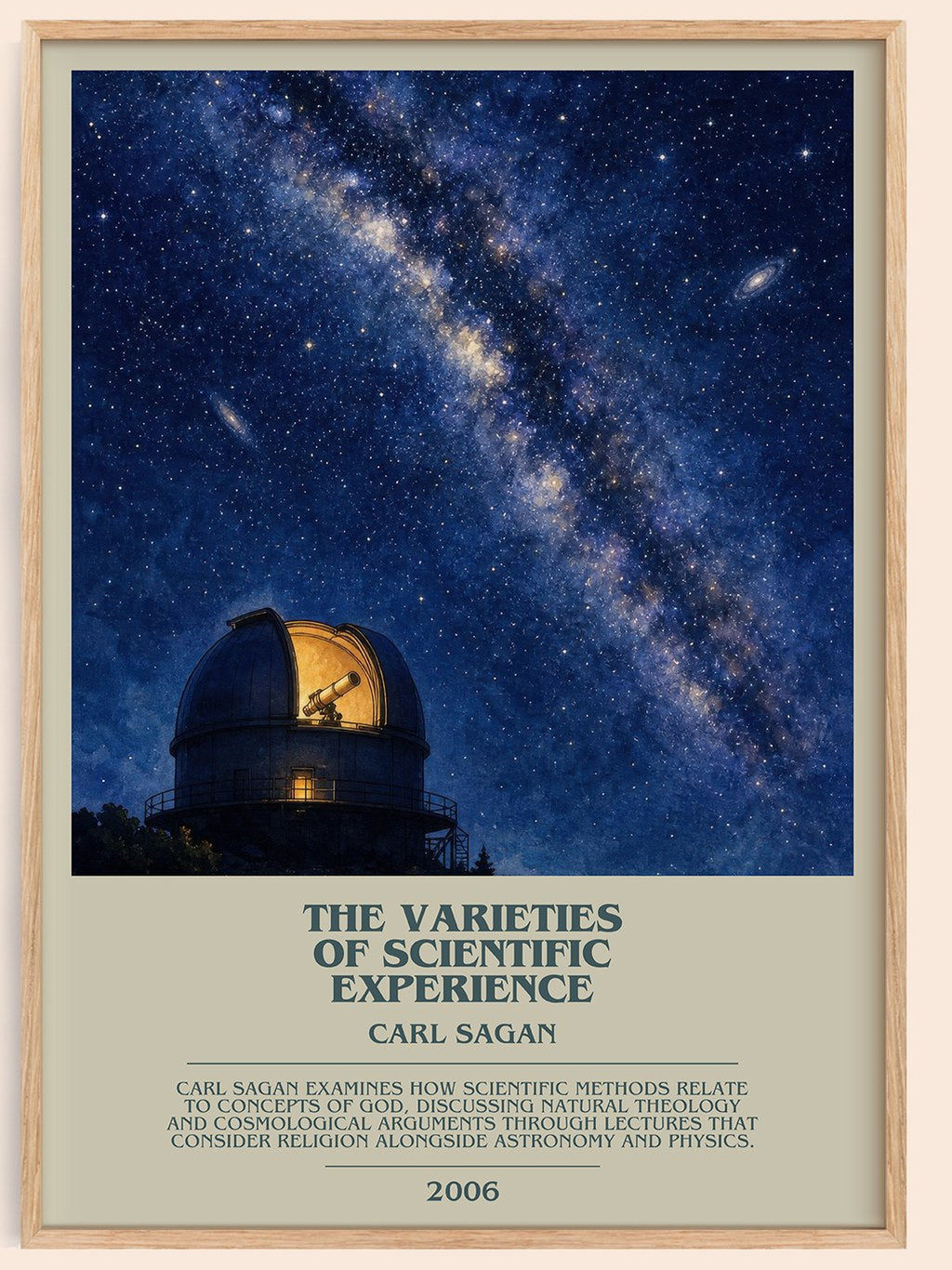 The Varieties of Scientific Experience bookish book poster by Carl Sagan – framed literary art print
