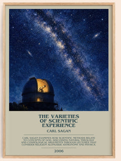 The Varieties of Scientific Experience bookish book poster by Carl Sagan – framed literary art print