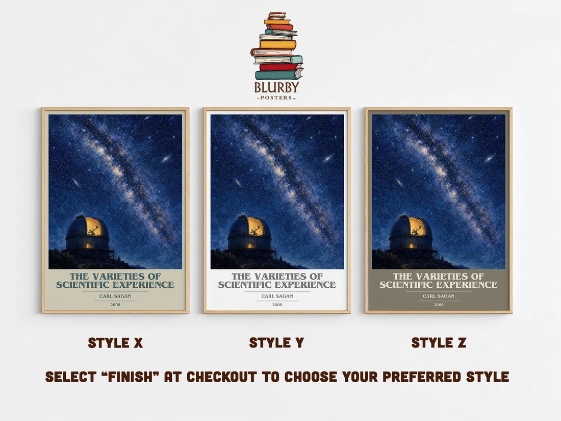 The Varieties of Scientific Experience book cover print in frame leaning in hallway – non fiction wall art (mockup)
