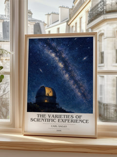 The Varieties of Scientific Experience book cover poster colour and style options – Carl Sagan book art