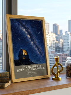 The Varieties of Scientific Experience book cover print framed by window – literary home decor