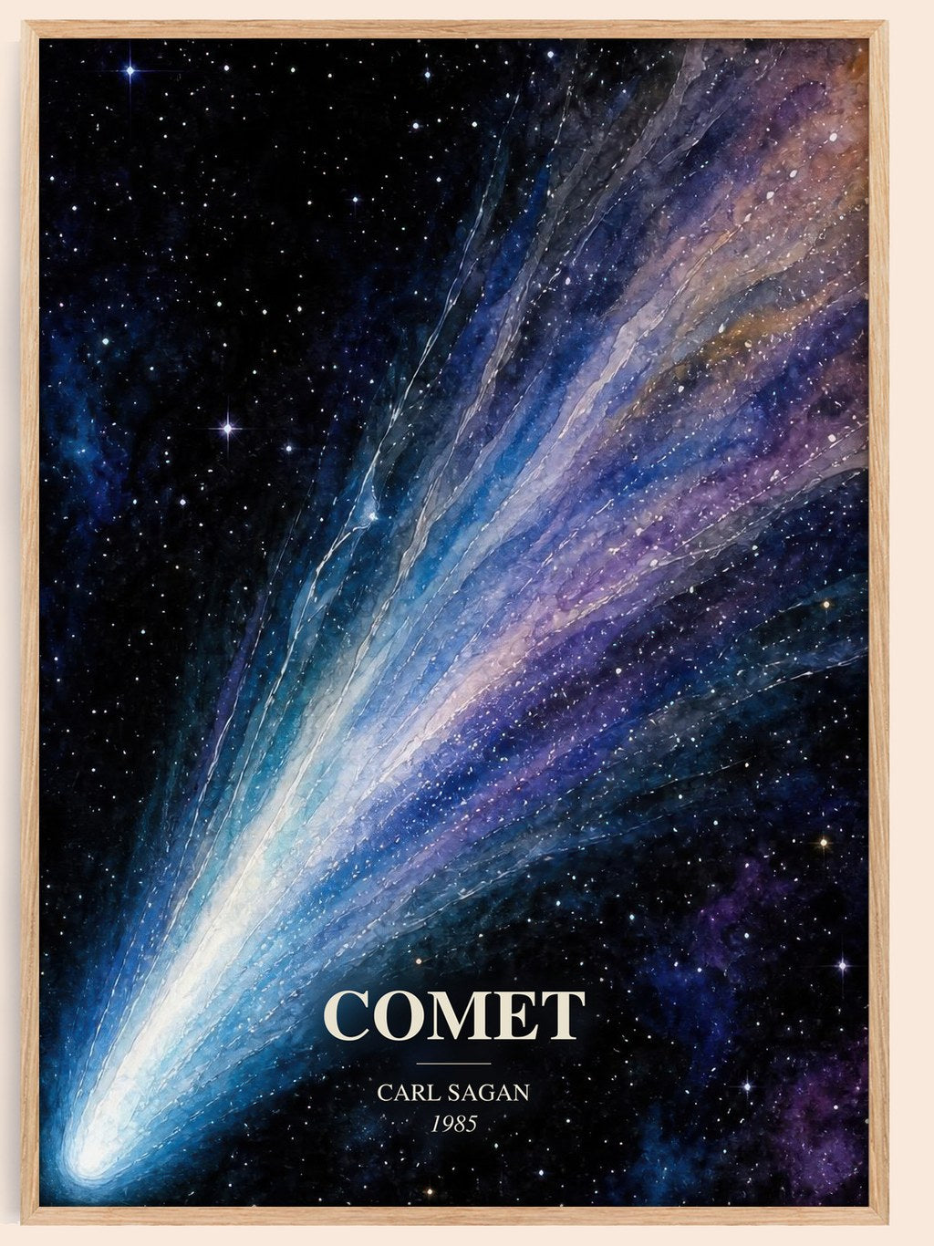 Comet watercolour book poster by Carl Sagan – framed literary art print