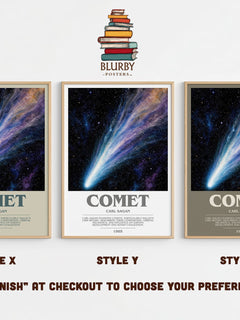 Comet bookish print in frame leaning in hallway – non fiction wall art
