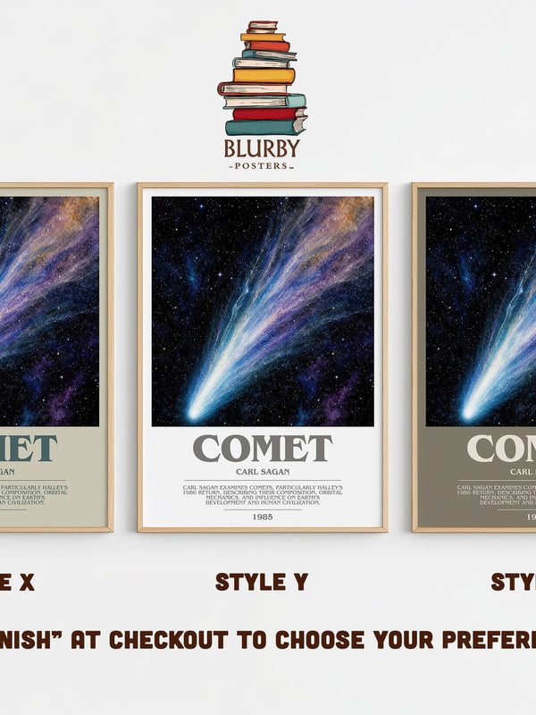Comet bookish print in frame leaning in hallway – non fiction wall art