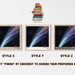 Comet literary print in frame leaning in hallway – non fiction wall art