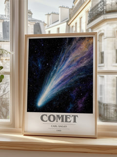Comet book cover poster colour and style options – Carl Sagan book art