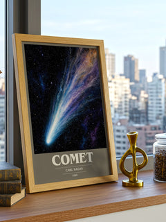 Comet book cover print framed by window – literary home decor