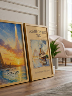 India 2020 watercolour print framed by window – literary home decor