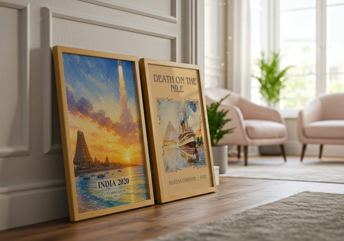 India 2020 watercolour print framed by window – literary home decor