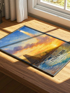 India 2020 watercolour book poster framed on wall – non fiction wall art