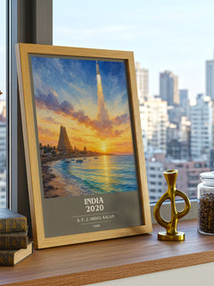 India 2020 book cover print framed by window – literary home decor