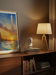 India 2020 watercolour print on bookshelf – A. P. J. Abdul Kalam fan gift