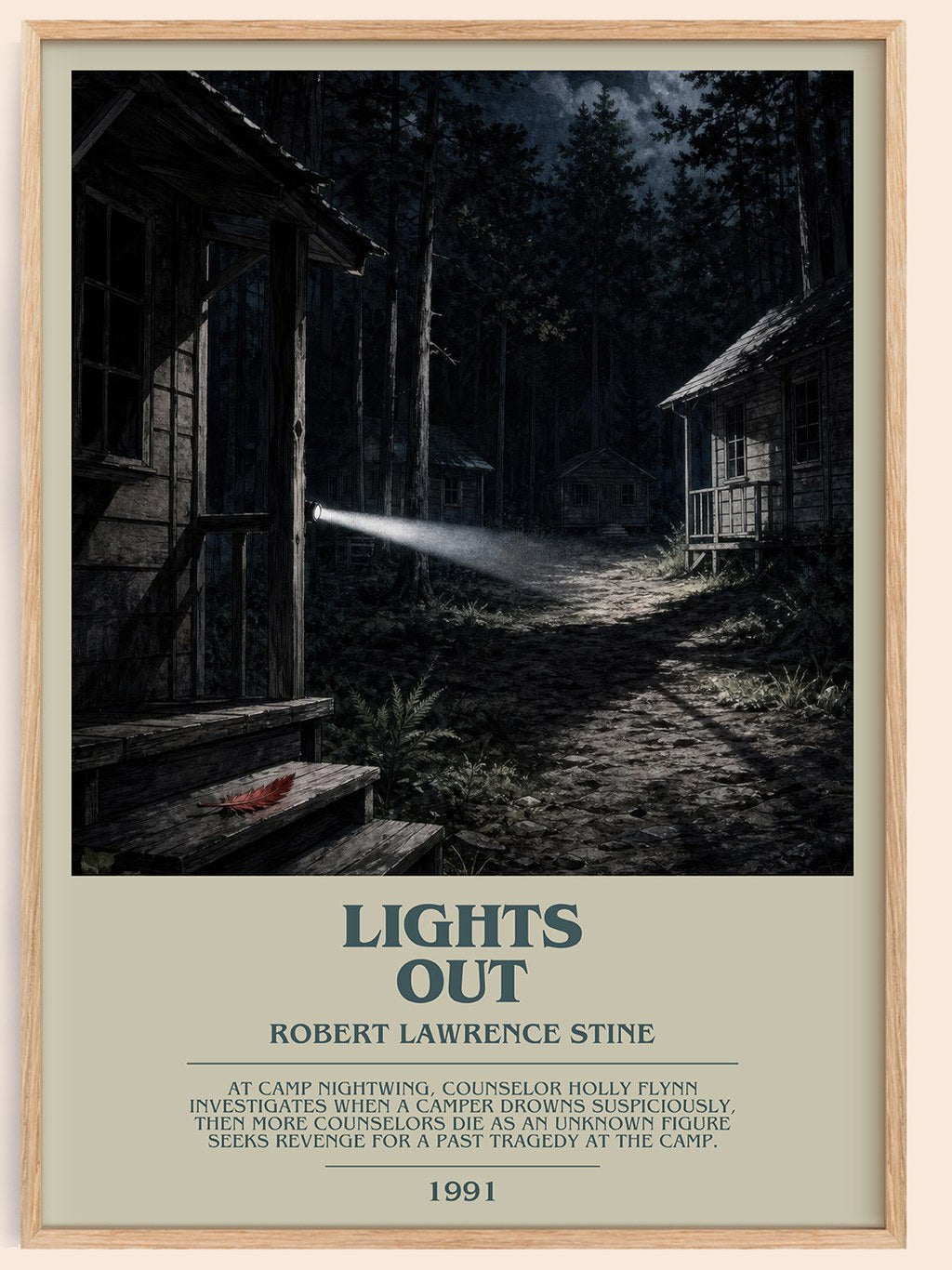 Lights Out bookish book poster by Robert Lawrence Stine – framed literary art print