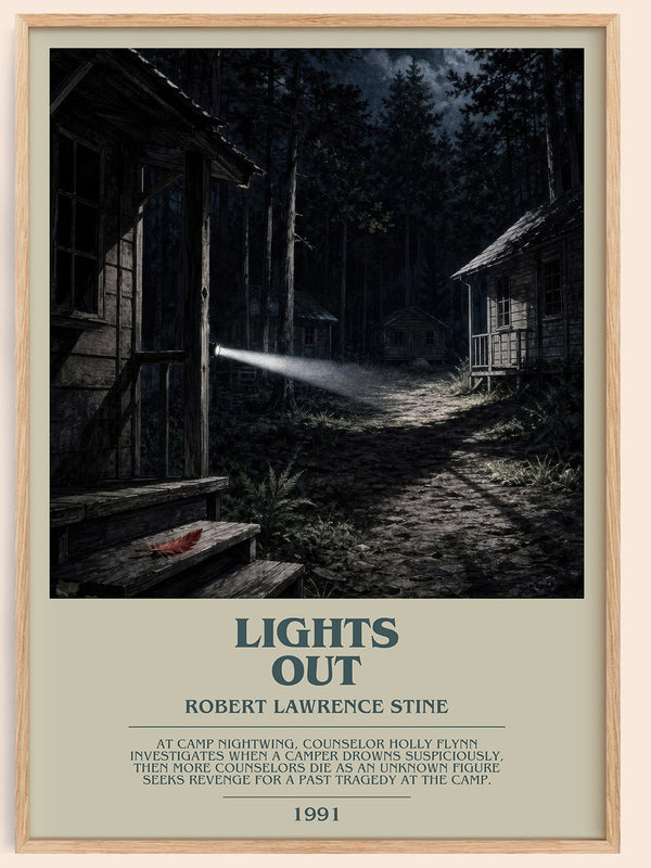 Lights Out bookish book poster by Robert Lawrence Stine – framed literary art print