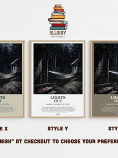 Lights Out bookish print in frame leaning in hallway – horror wall art