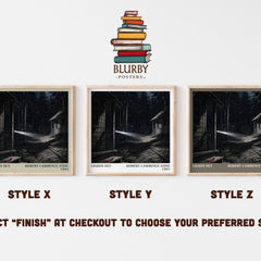Lights Out literary print in frame leaning in hallway – horror wall art