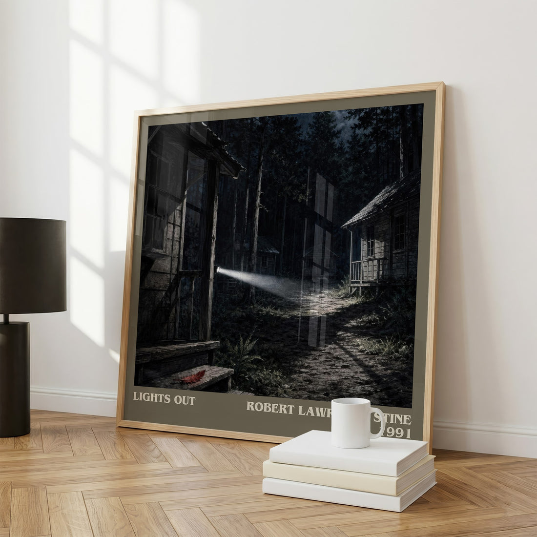 Lights Out literary print framed by window – literary home decor