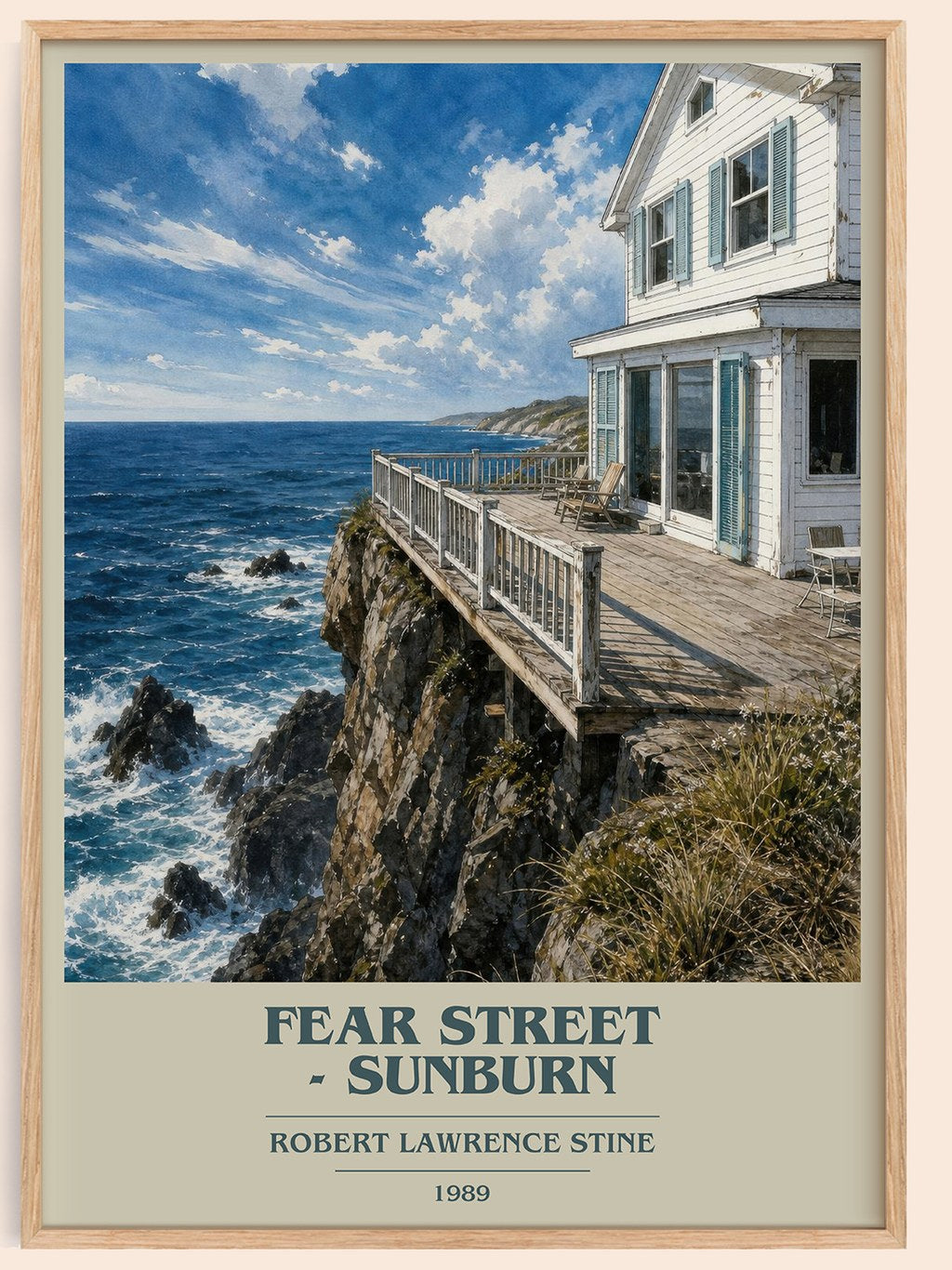 Fear Street - Sunburn book cover book poster by Robert Lawrence Stine – framed literary art print