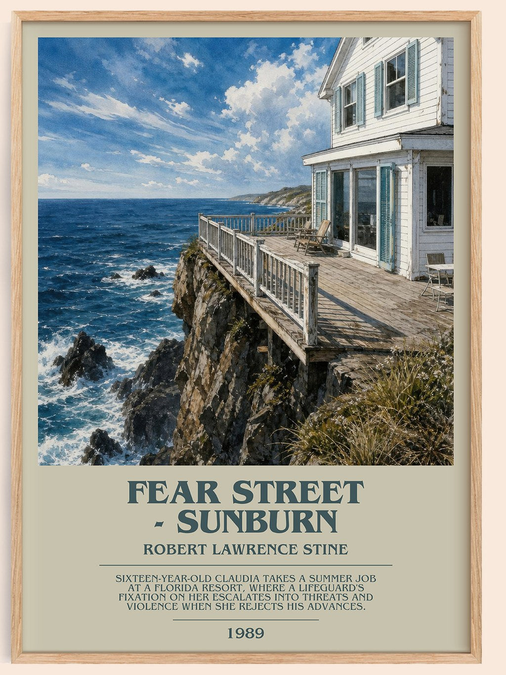 Fear Street - Sunburn bookish book poster by Robert Lawrence Stine – framed literary art print