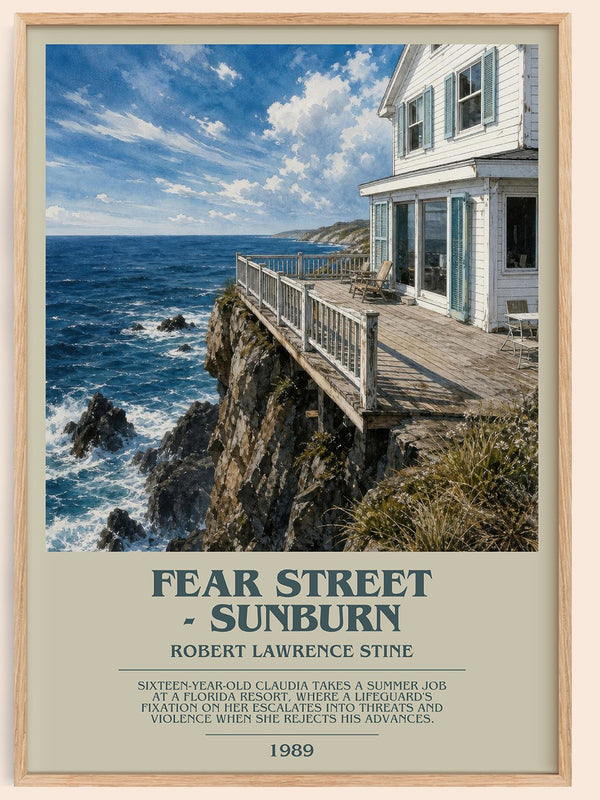 Fear Street - Sunburn bookish book poster by Robert Lawrence Stine – framed literary art print