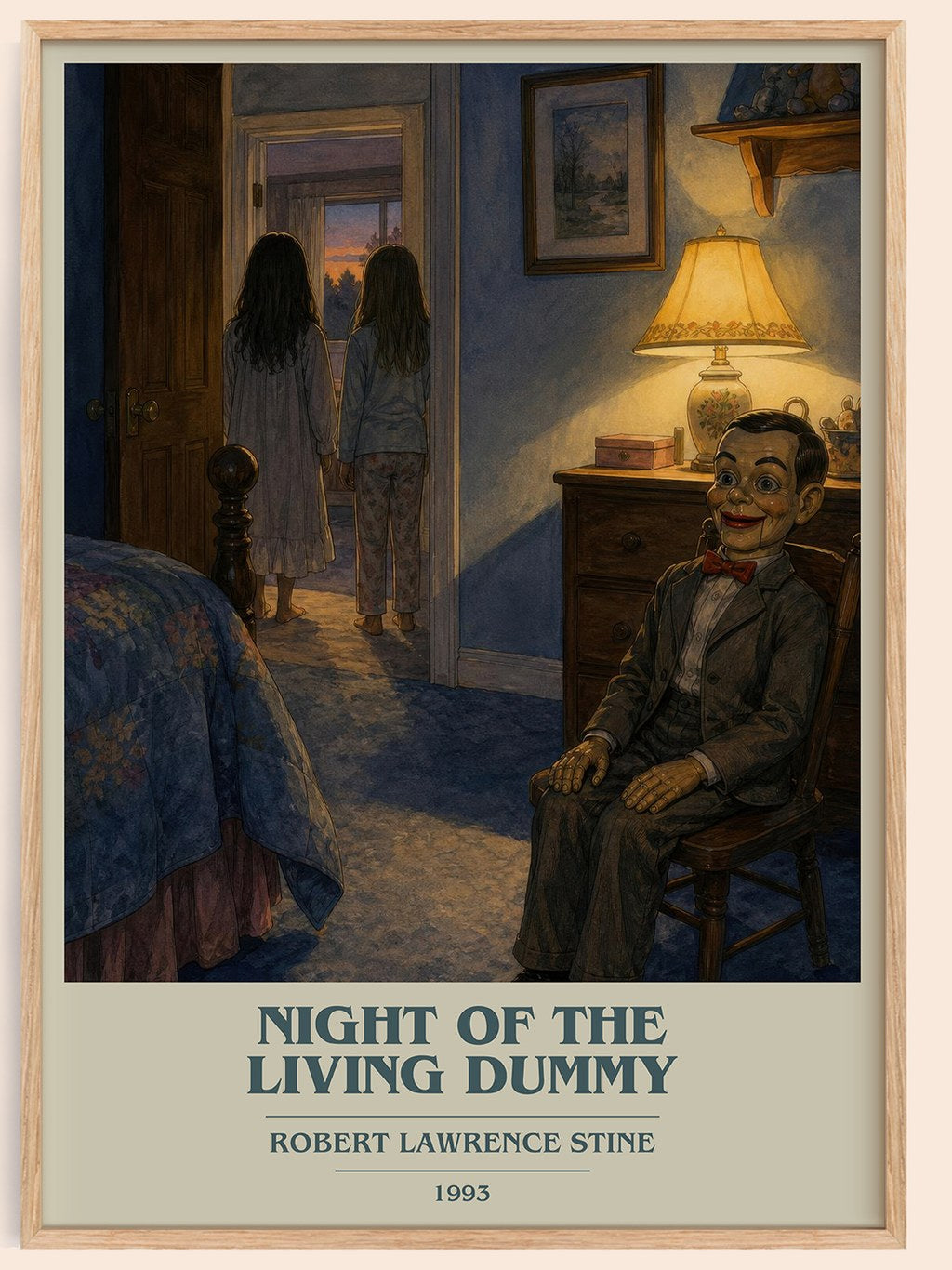 Night of the Living Dummy book cover book poster by Robert Lawrence Stine – framed literary art print