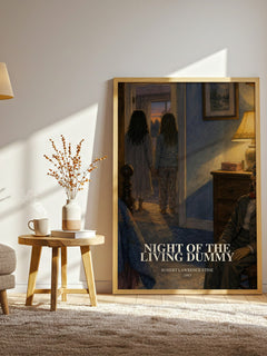 Night of the Living Dummy watercolour print in frame leaning in hallway – childrens wall art