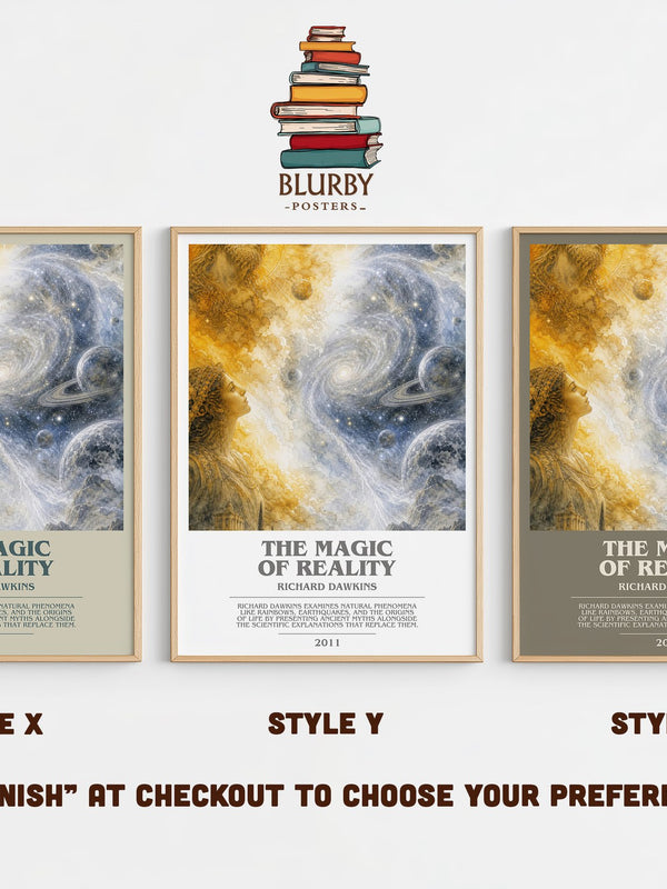 The Magic of Reality bookish print in frame leaning in hallway – non fiction wall art