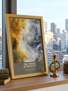 The Magic of Reality book cover print framed by window – literary home decor