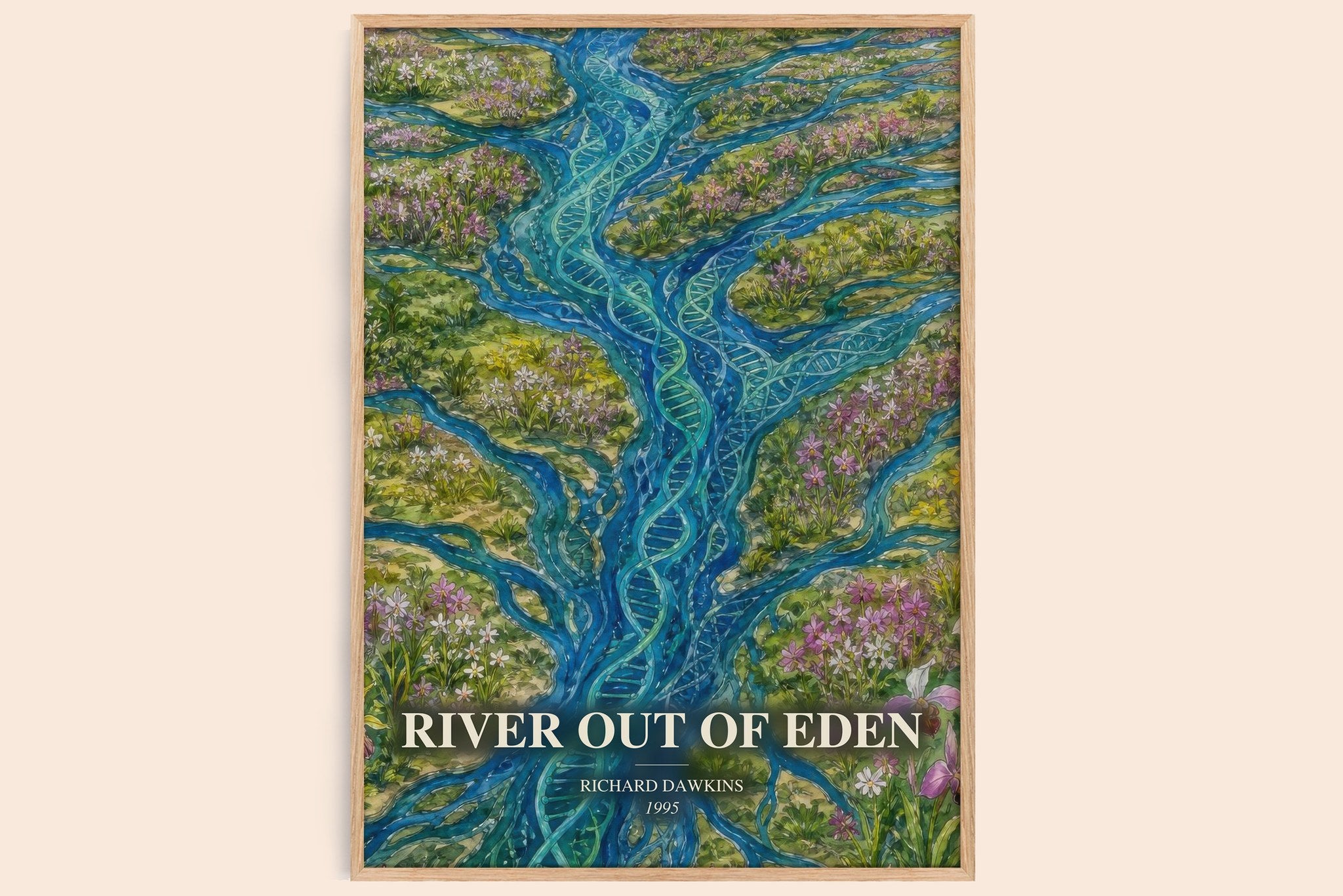 River out of Eden Book Watercolour Illustration by Richard Dawkins