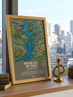 River out of Eden bookish print framed by window – literary home decor
