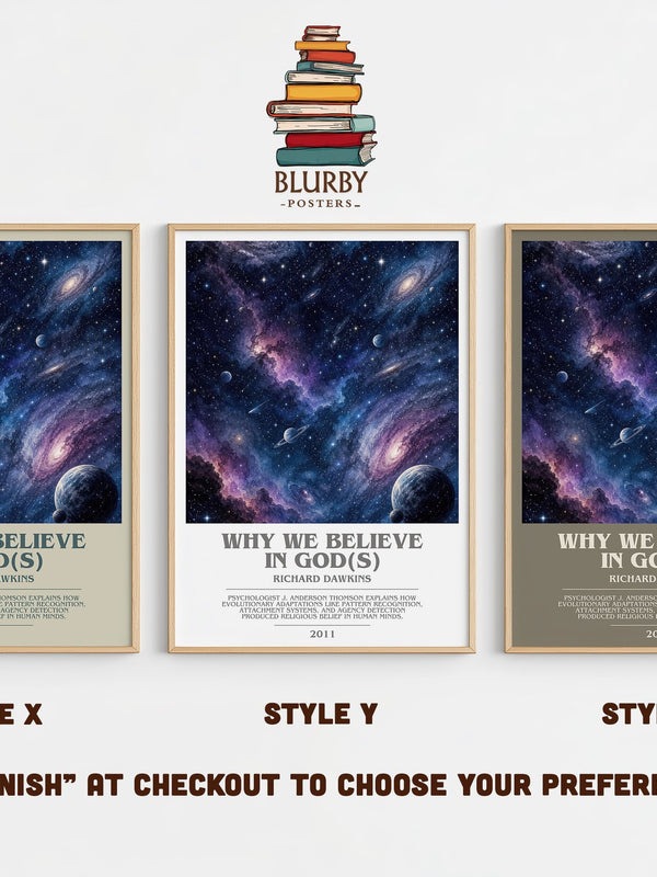 Why we believe in god(s) bookish print in frame leaning in hallway – non fiction wall art