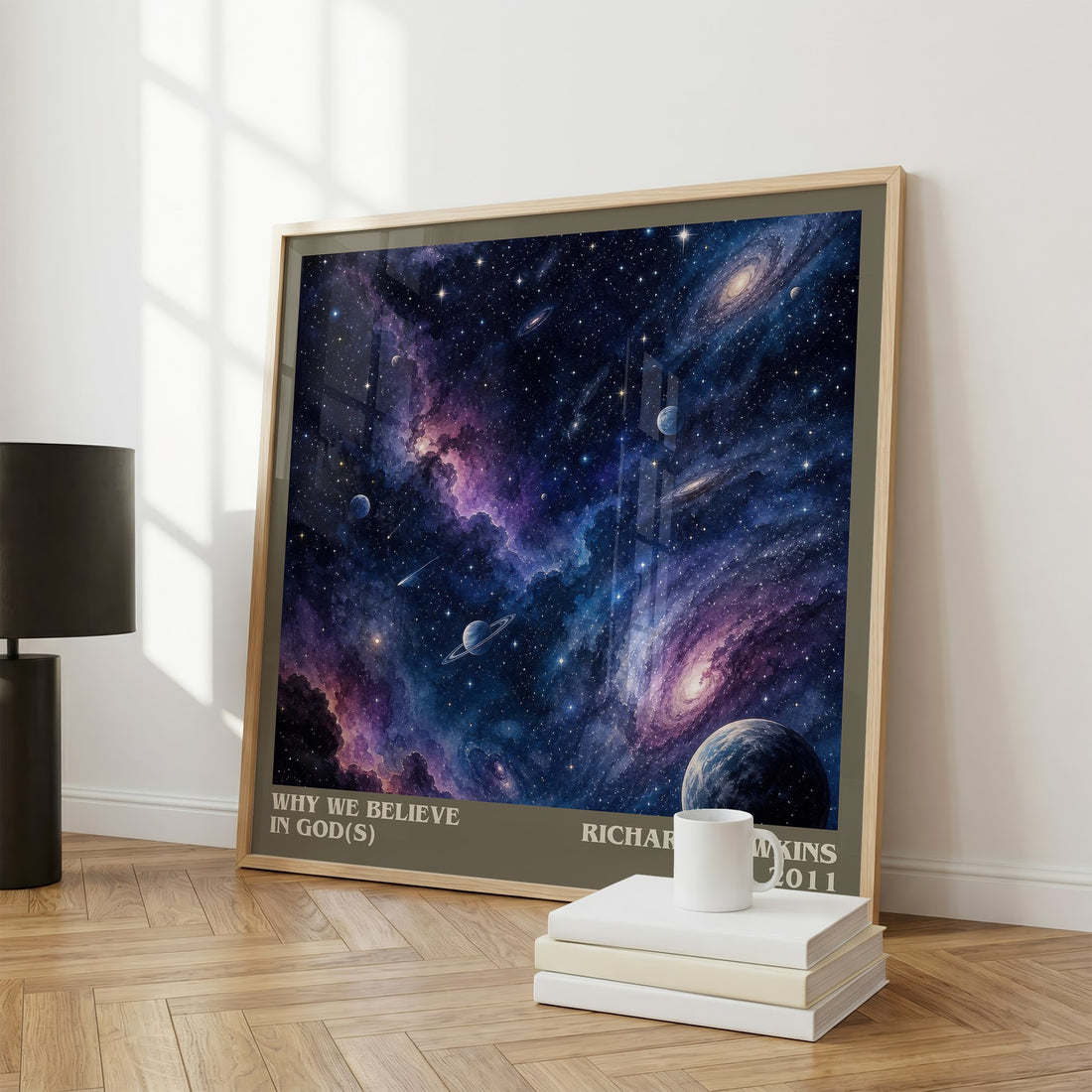 Why we believe in god(s) literary print framed by window – literary home decor