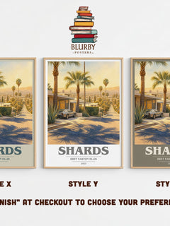 Shards book cover print in frame leaning in hallway – contemporary fiction wall art