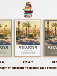 Shards bookish print in frame leaning in hallway – contemporary fiction wall art