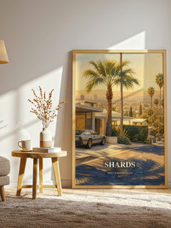 Shards watercolour print in frame leaning in hallway – contemporary fiction wall art