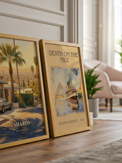 Shards watercolour print framed by window – literary home decor