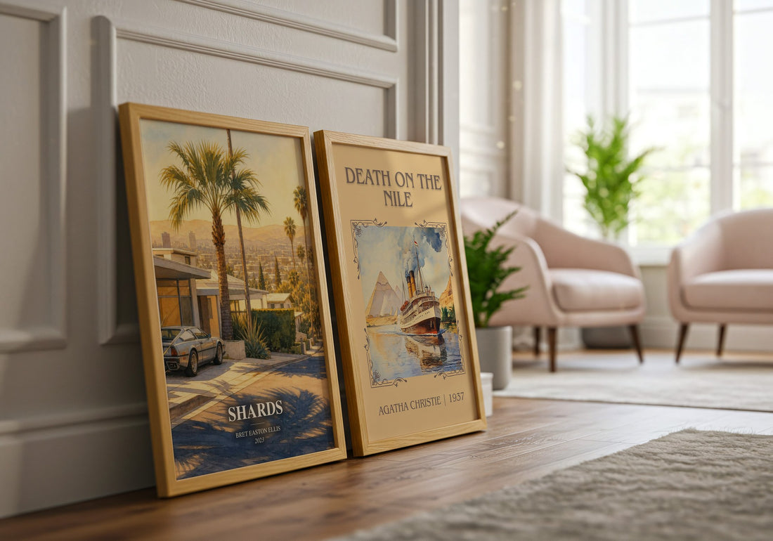 Shards watercolour print framed by window – literary home decor