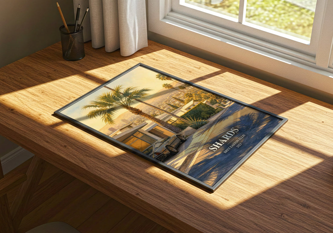 Shards watercolour book poster framed on wall – contemporary fiction wall art