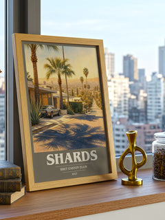 Shards book cover print framed by window – literary home decor